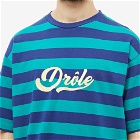 Drole de Monsieur Men's Drôle de Monsieur Logo Stripe T-Shirt in Blue Turquoise