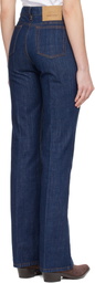 AMI Paris Navy Cotton Bootcut Fit Jeans