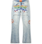 WHO DECIDES WAR by Ev Bravado - Flared Embellished Denim Jeans - Blue