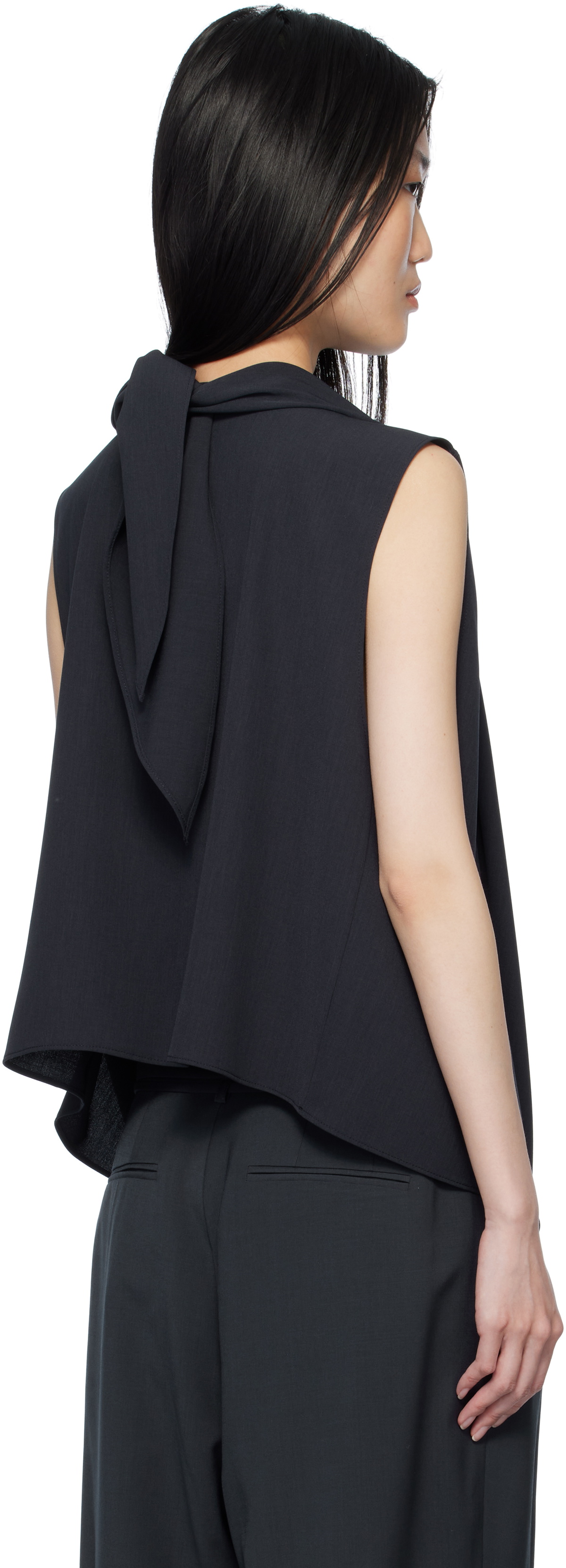 LE17SEPTEMBRE Navy Drape Sleeveless Tank Top
