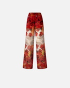 Pinko Lightweight Palazzo Trousers With Floral And Check Print Multicolour: Red/White
