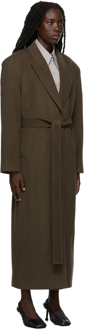 Olēnich Khaki Belted Wool Coat