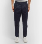 Barena - Navy Masco Tapered Pleated Cotton-Twill Trousers - Blue