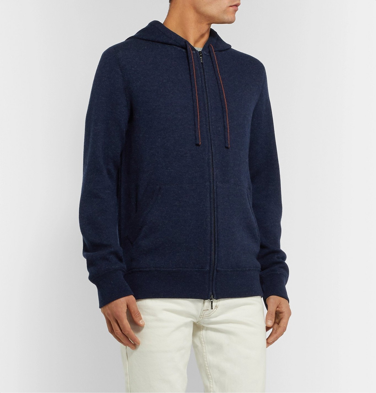 Loro Piana - Mélange Cashmere-Blend Zip-Up Hoodie - Blue Loro Piana