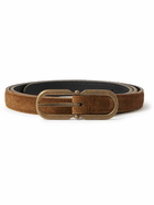 SAINT LAURENT - 2.5cm Suede Belt - Brown