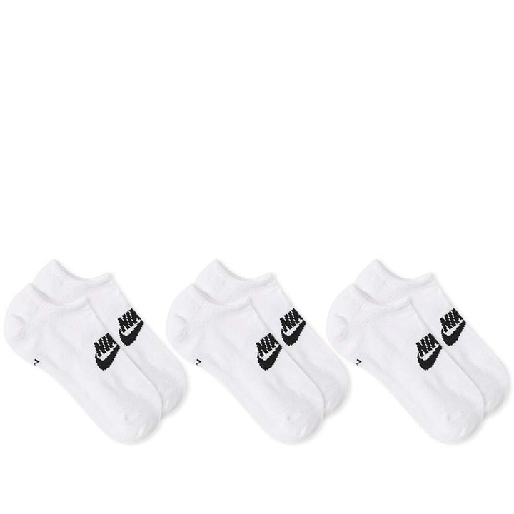 Photo: Nike Men's Cotton Cushion Low Cut Sock - 3 Pack in White/Black