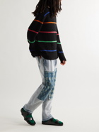 The Elder Statesman - Striped Ribbed Cashmere Sweater - Black