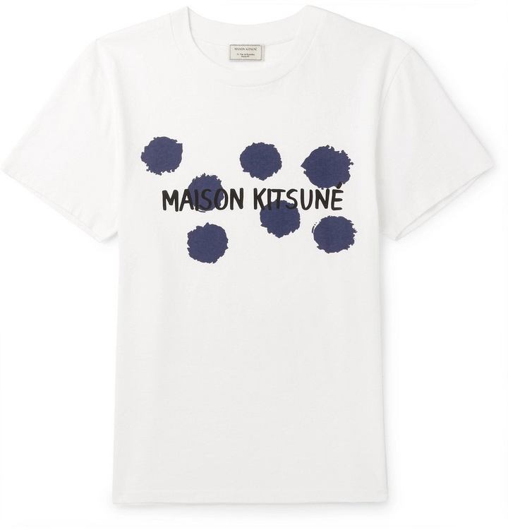 Photo: Maison Kitsuné - Printed Cotton-Jersey T-Shirt - White