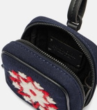 Moncler Embroidered leather-trimmed clutch