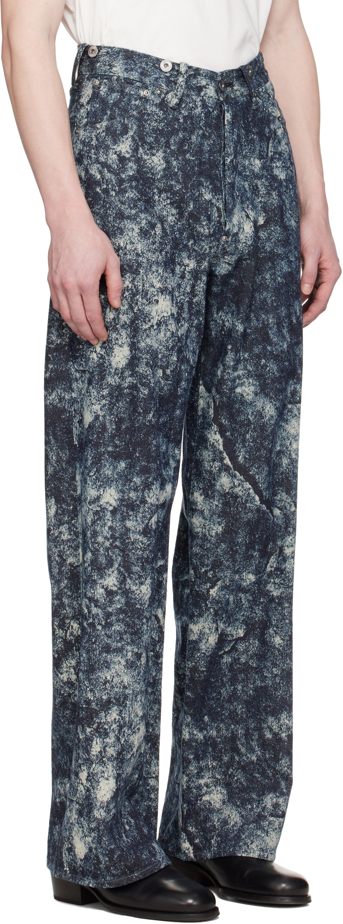 Taiga Takahashi Indigo & Off-White Lot. 704 Jeans