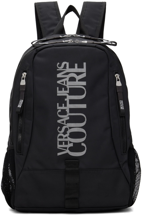 Photo: Versace Jeans Couture Black Striped Logo Backpack