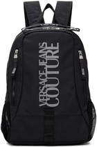 Versace Jeans Couture Black Striped Logo Backpack