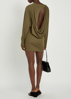 Jacquemus La Robe Mistral Cowl-back Woven Mini Dress Khaki