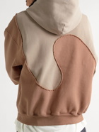 ERL - Wave Panelled Cotton-Blend Jersey Hoodie - Brown