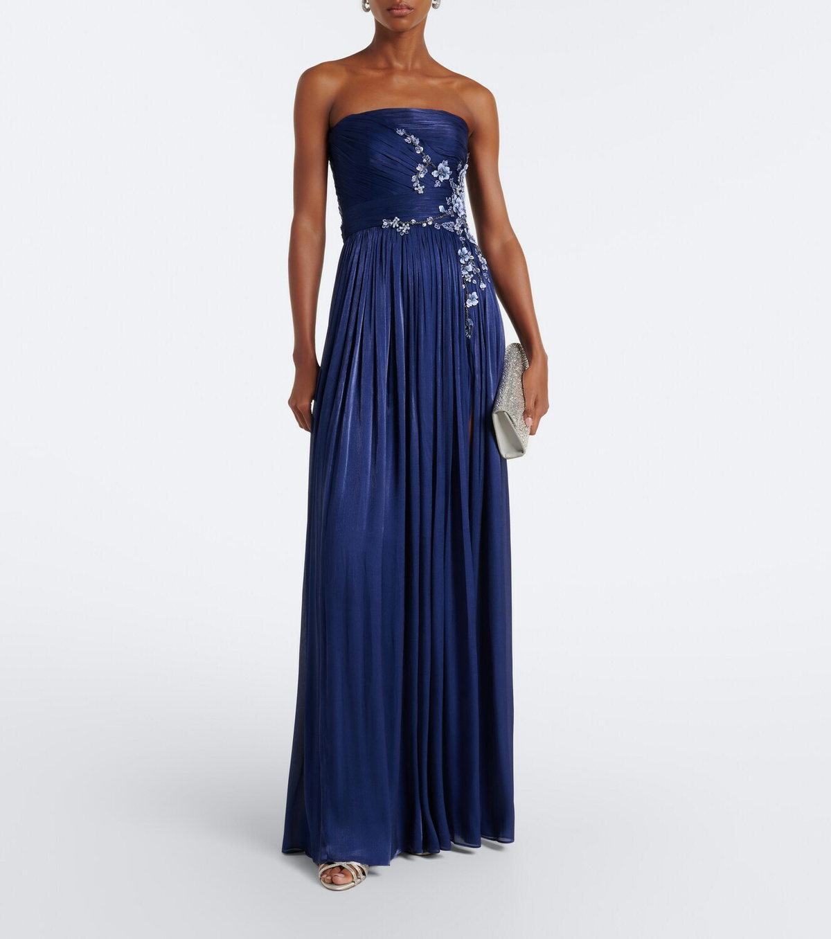 Costarellos Lenina Lurex® georgette bustier gown