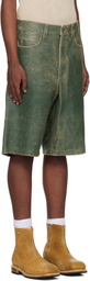 GUESS USA Green Crackle Leather Shorts