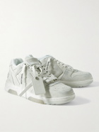 Off-White - Out of Office Distressed Leather-Trimmed Suede Sneakers - Neutrals