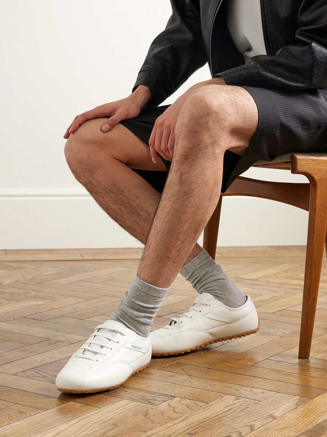 McQueen - Logo-Print Leather Sneakers - White