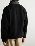 A.P.C. - Logo-Embroidered Canvas-Trimmed Fleece Half-Zip Sweatshirt - Black