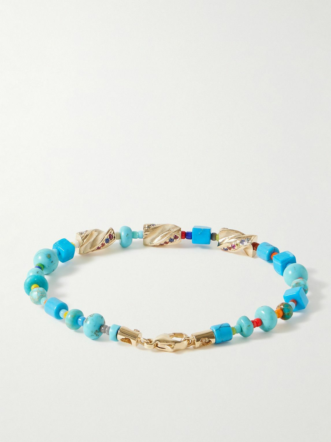 Luis Morais - Drill Bit 14-Karat Gold Multi-Stone Beaded Bracelet