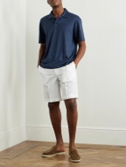 Brioni - Straight-Leg Herringbone Striped Silk-Seersucker Shorts - White