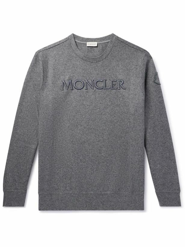 Photo: Moncler - Logo-Embroidered Wool-Blend Felt Sweatshirt - Gray