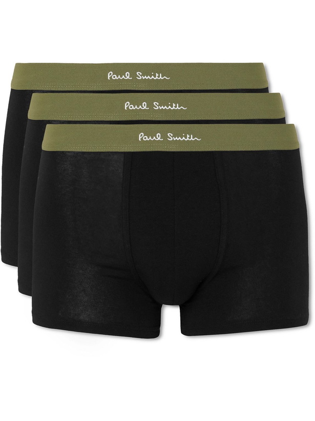 Photo: Paul Smith - Three-Pack Stretch-Cotton Boxer Briefs - Black