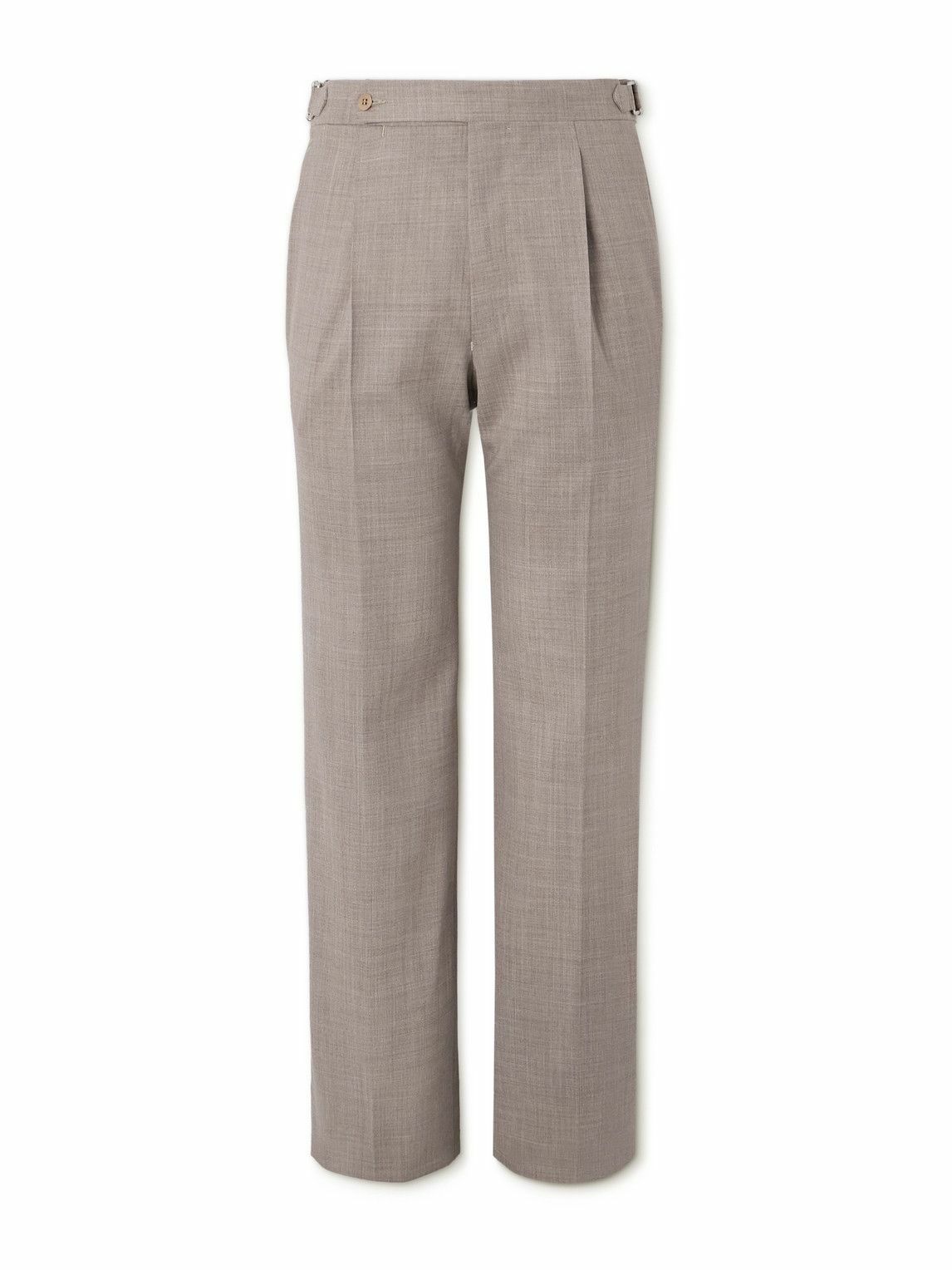 Stòffa - Wide-Leg Pleated Wool Suit Trousers - Brown