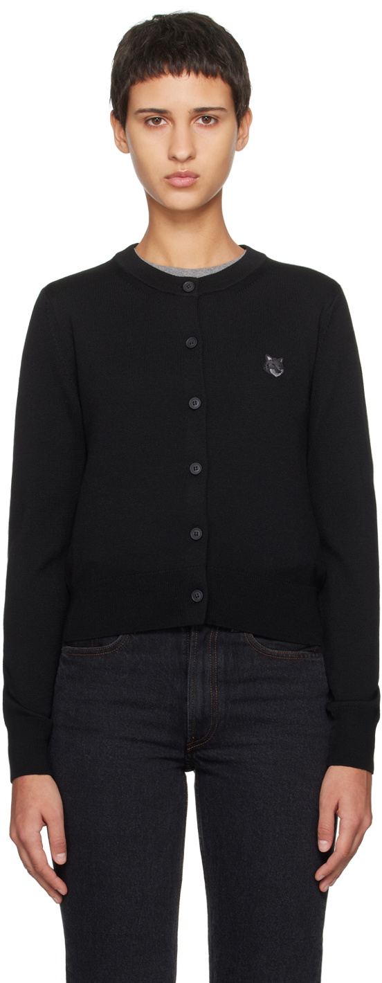 Maison Kitsuné Black Bold Fox Head Patch Cardigan Maison Kitsune