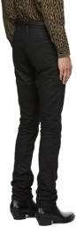 Saint Laurent Black Oily Coated Slim-Fit Jeans