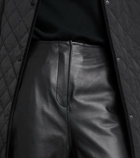 Toteme High-rise leather wide-leg pants