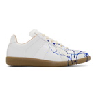 Maison Margiela White and Blue Painter Sneakers