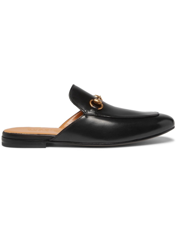 Photo: GUCCI - Horsebit Leather Backless Loafers - Black