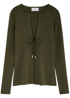 16 Arlington Teria Ribbed-knit Cardigan Khaki