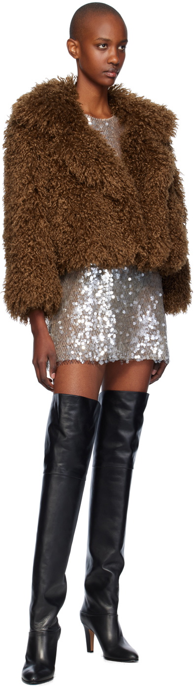 Anna Sui Tan Curly Faux-Fur Jacket