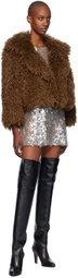 Anna Sui Tan Curly Faux-Fur Jacket