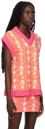 PH5 Pink & Orange Eco Gerry Oversized Floral Stitch Sweater Vest