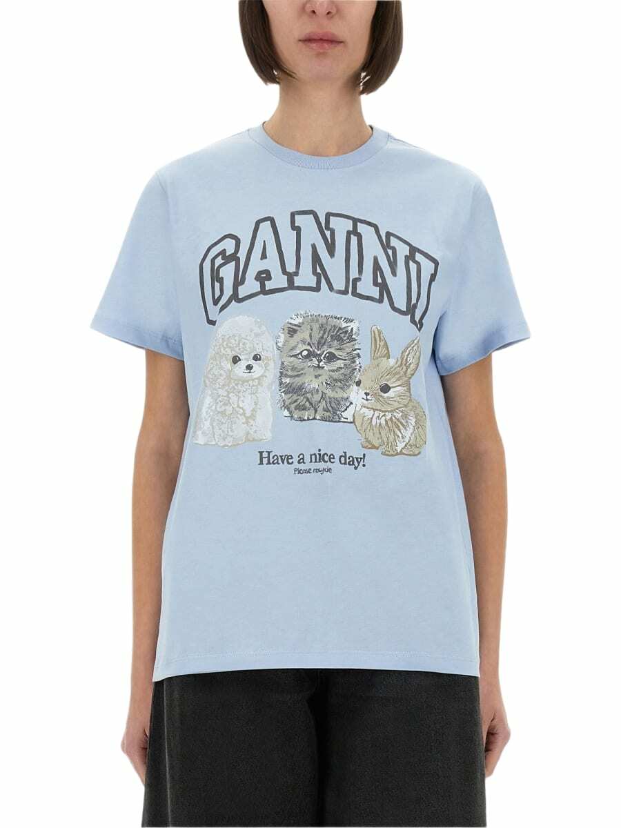 Tシャツ・カットソー Ganni 'Grey Washed Heart' T-shirt Phantom Grey Washed Heart T-shirt | GANNI KR 가니