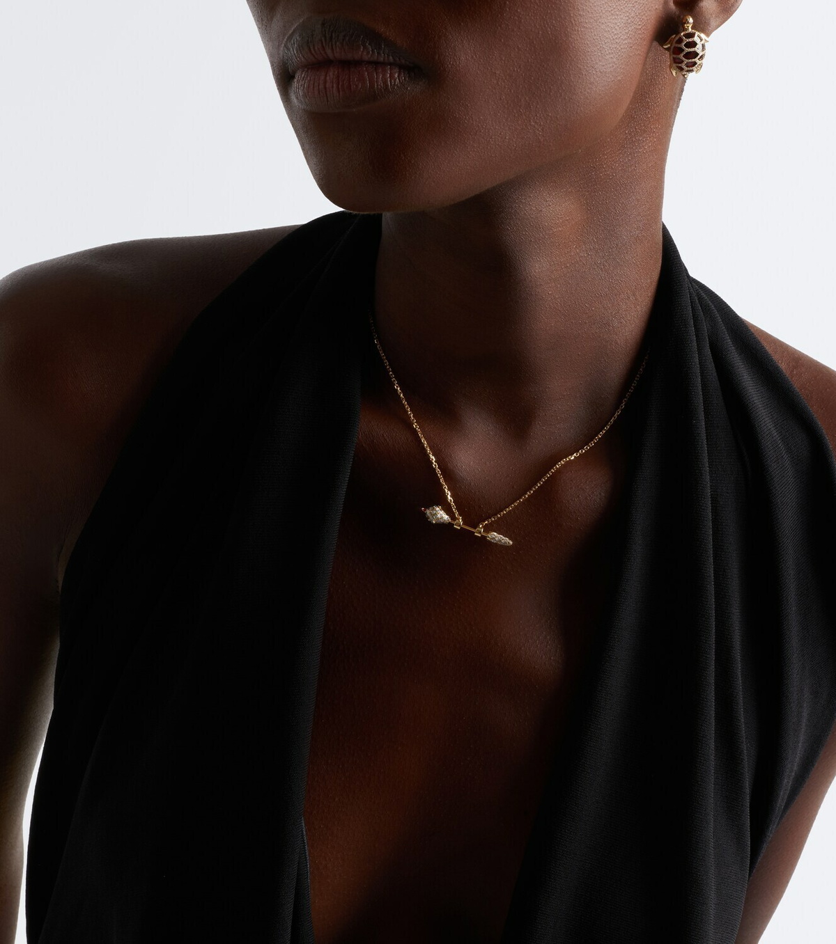 Yvonne Léon Python 9kt gold and enamel pendant necklace with diamonds