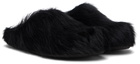 Marni Black Long Hair Calfskin Fussbett Sabot Loafers