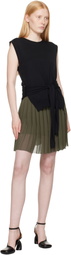 AMI Paris Khaki Pleated Miniskirt