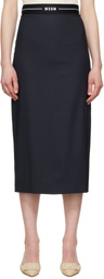 MSGM Navy Virgin Wool Midi Skirt