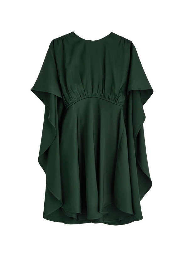 Photo: Zimmermann Eden Cascading Cape-effect Satin Mini Dress Green Dark