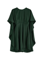 Zimmermann Eden Cascading Cape-effect Satin Mini Dress Green Dark
