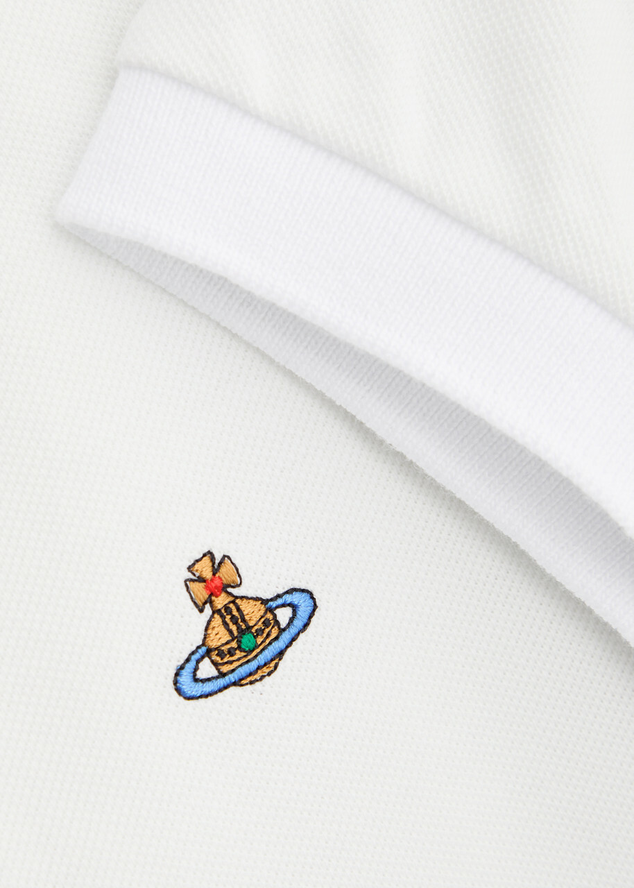 Vivienne Westwood Orb-embroidered Piqué Cotton Polo Shirt White