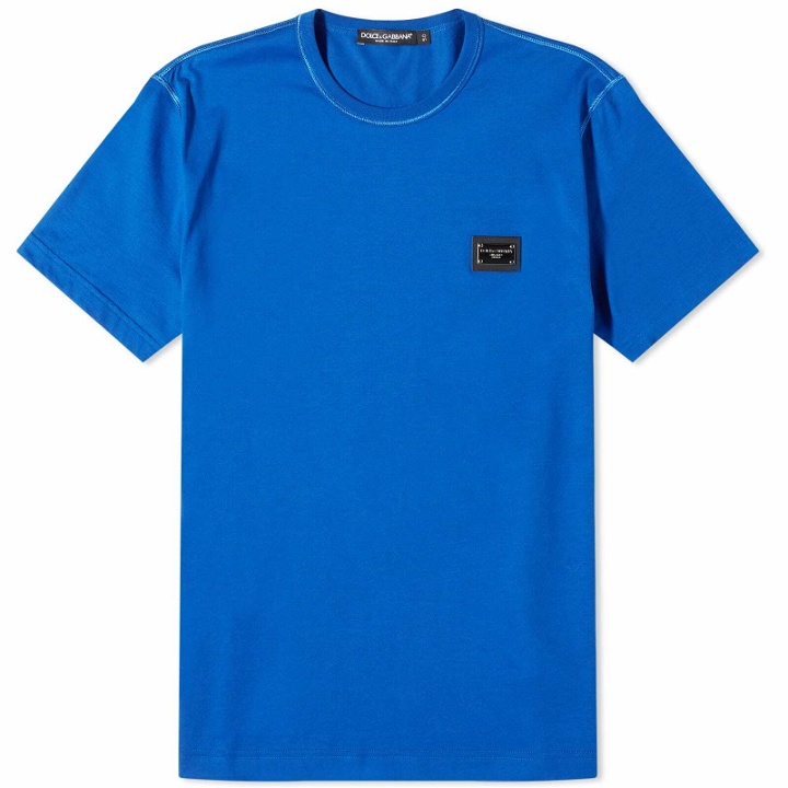 Photo: Dolce & Gabbana Men's Plate Crew Neck T-Shirt in Blue