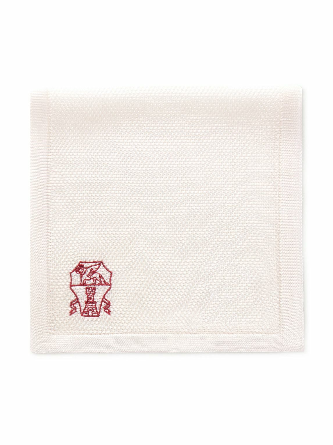 Brunello Cucinelli - Logo-Embroidered Knitted Silk Pocket Square