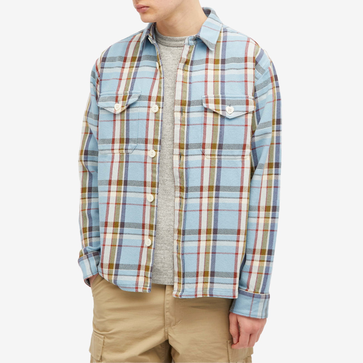 Human Made Men's Checked Overshirt in Blue Human Made