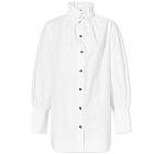 GANNI Women's Cotton Poplin Tie String Shirt in Bright White