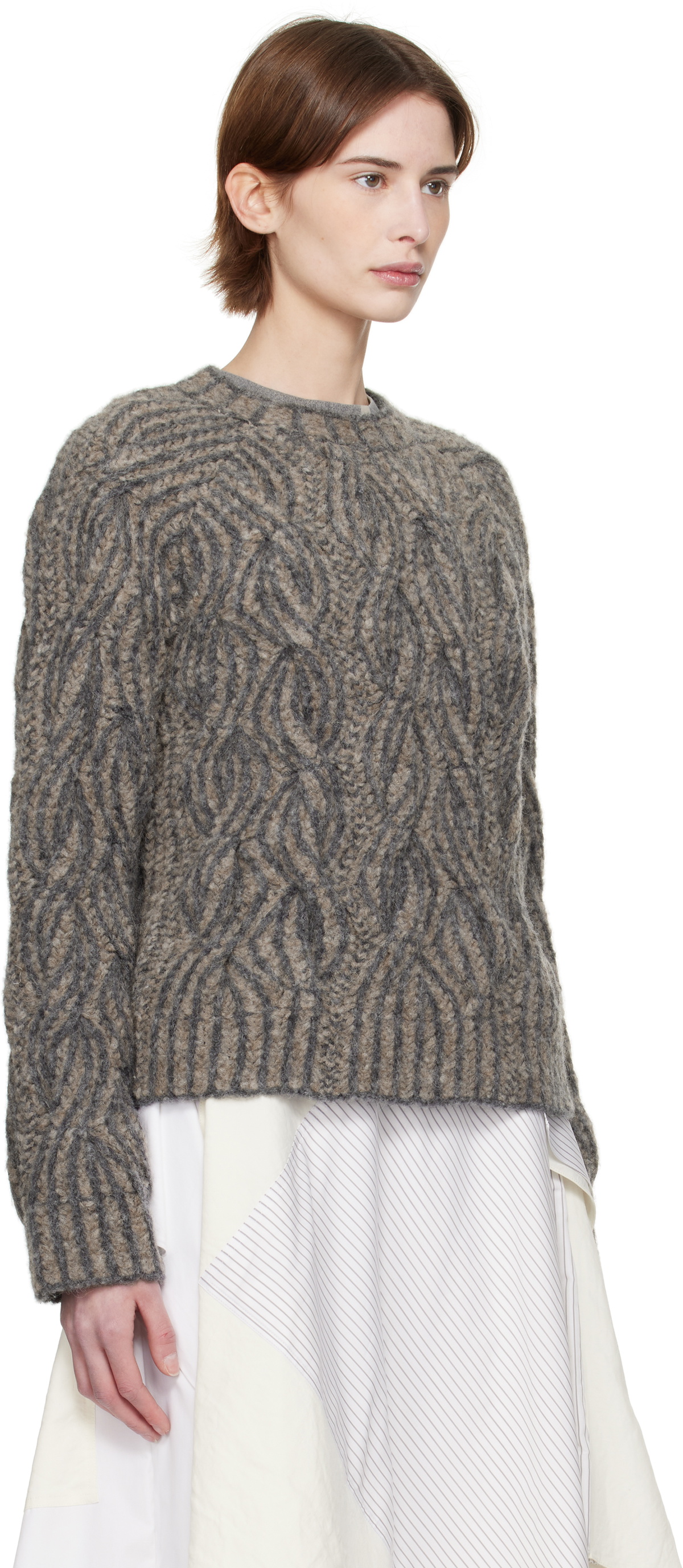 Eckhaus Latta Taupe Plait Sweater